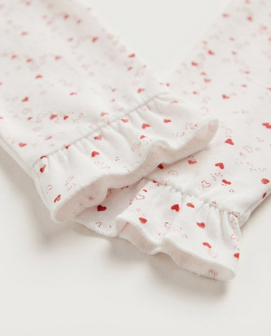 Women Sweet Hearts Ruffle Sleepwear Set