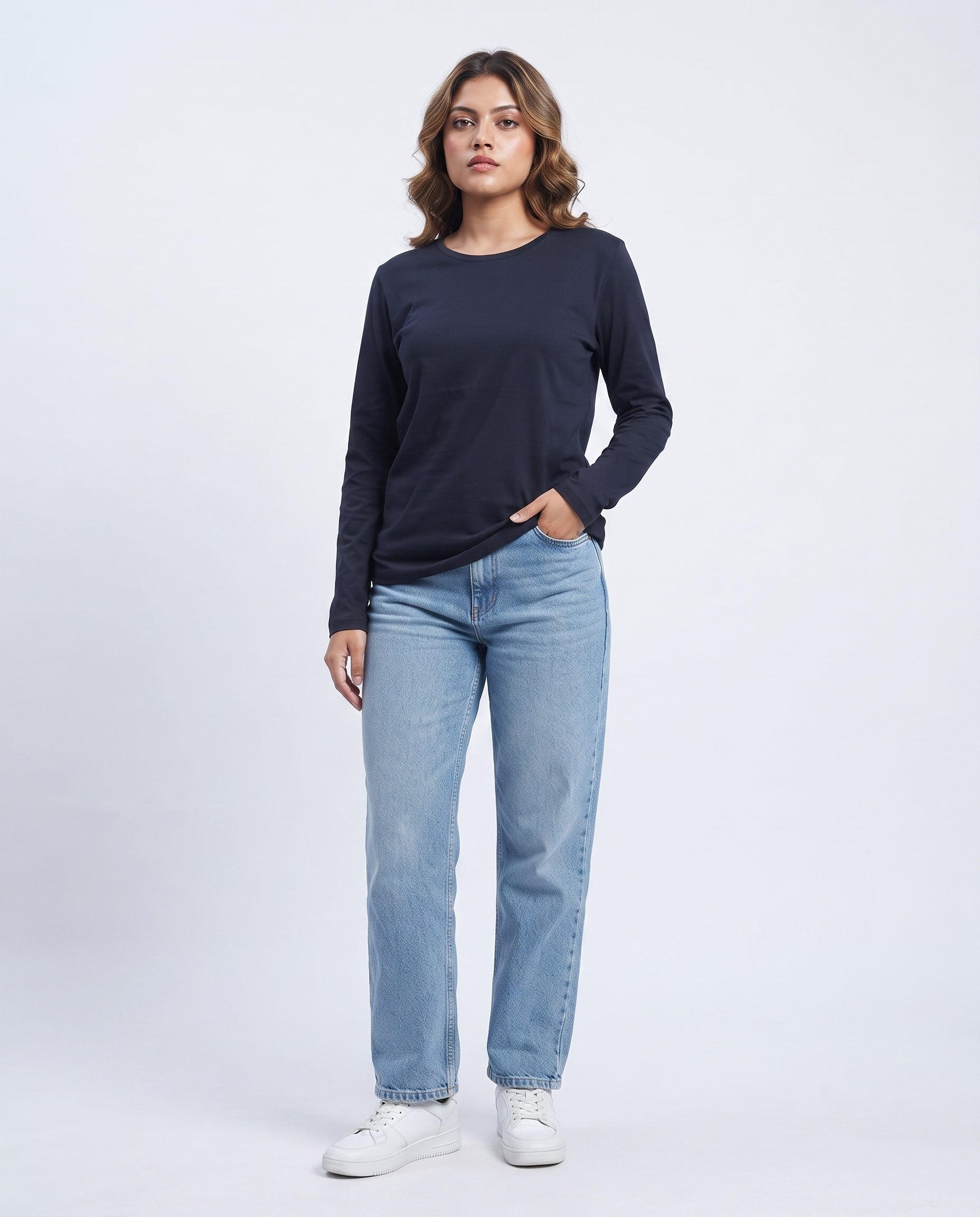 Women Plain Long Sleeves T-Shirt XL-XXL