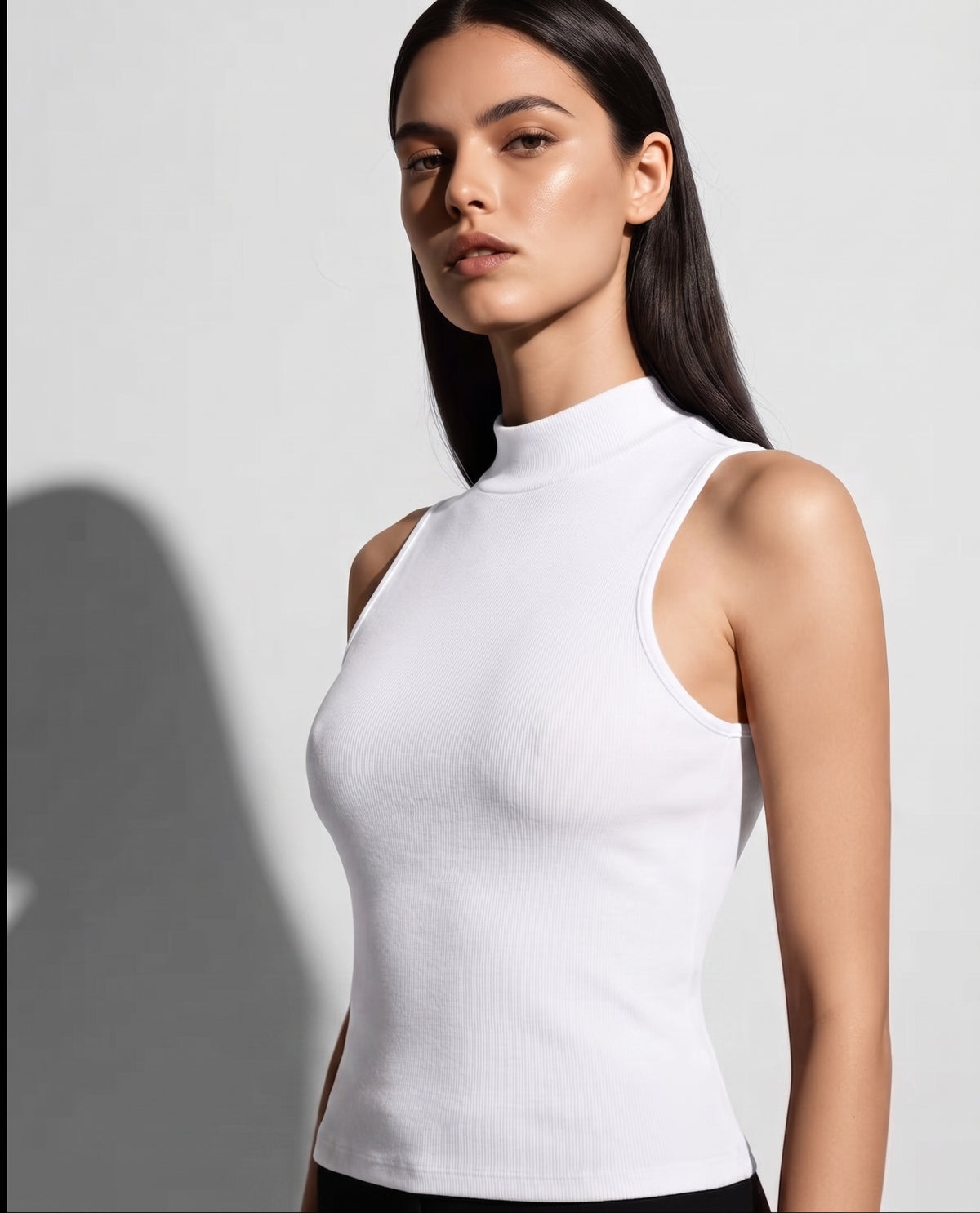 Women Plain Cut T-Shirt W/Long Neck