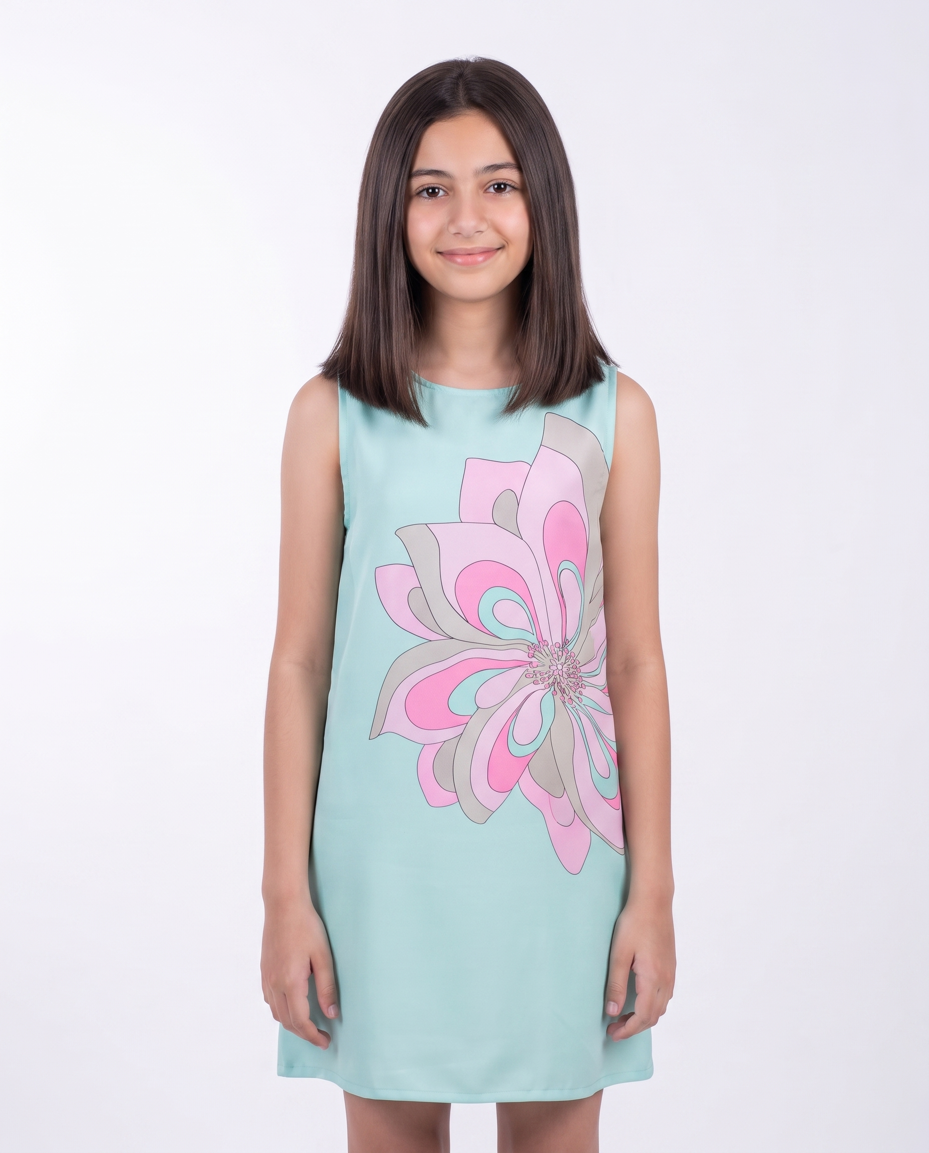 Girls Printed Sleeveless Dress
