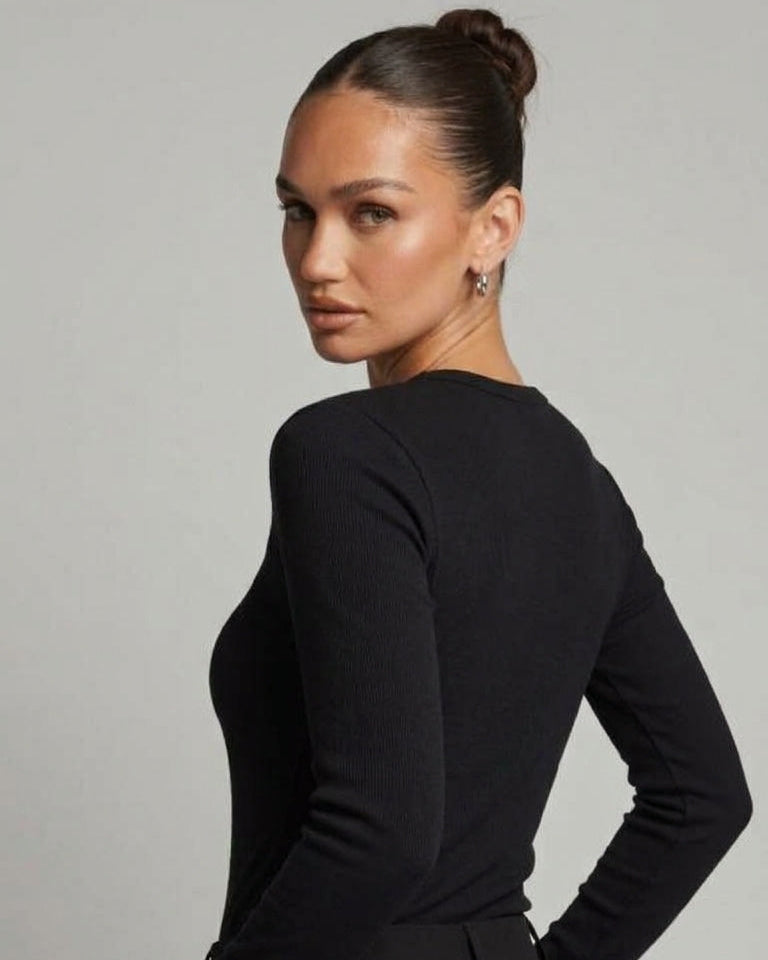Women Plain Long Sleeves Basic T-shirt