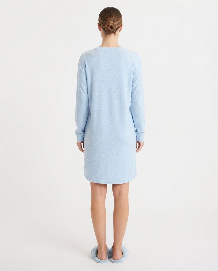 Women Plain Long Sleeves nightshirt