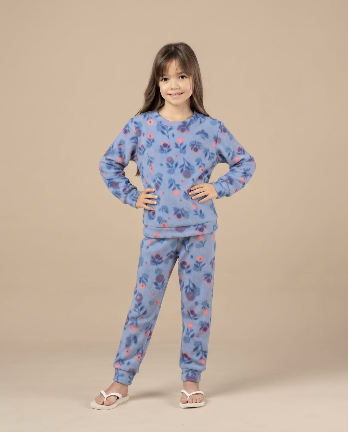 Girls Printed Flowers Long Sleeves Pyjama