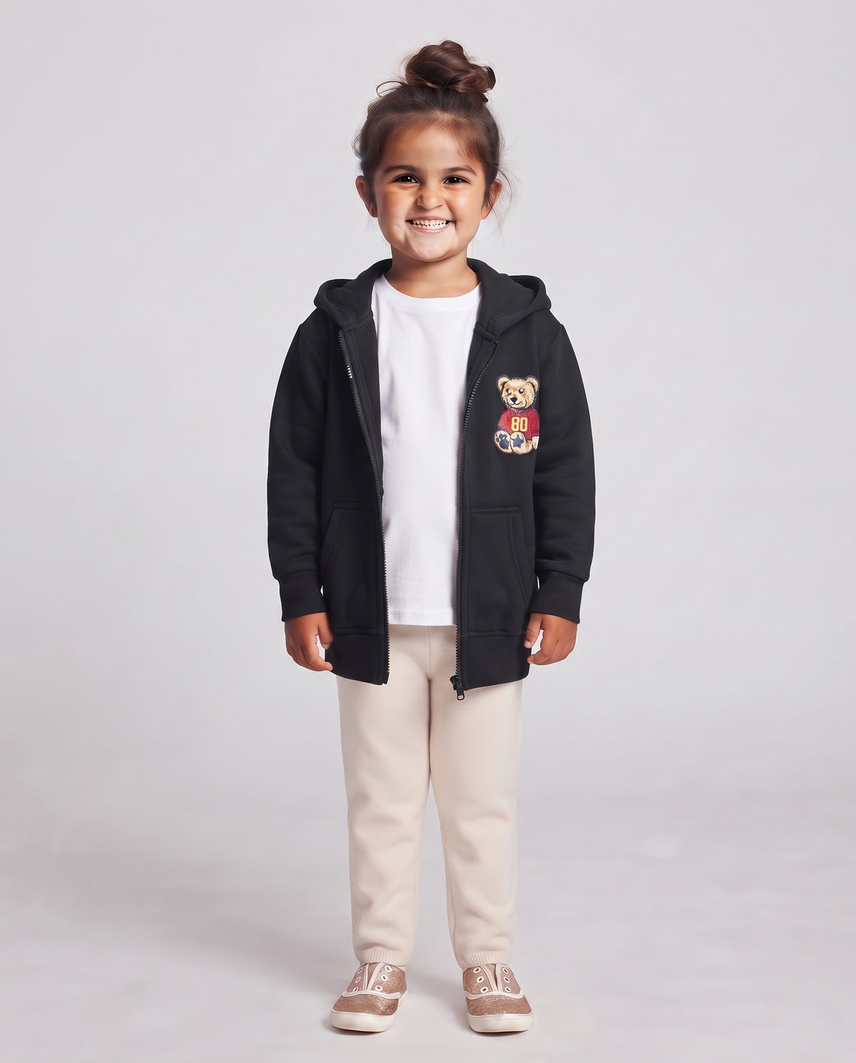 Girls Hodded Printed Sweatshirt W/Zipper