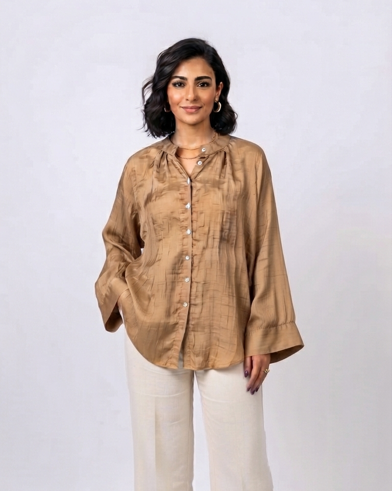 Women Crinkled Satin Blouse