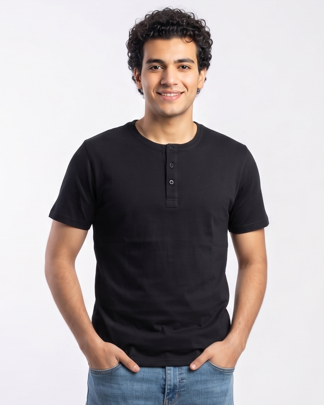 Men Plain Half Sleeves Jaqured T-shirt