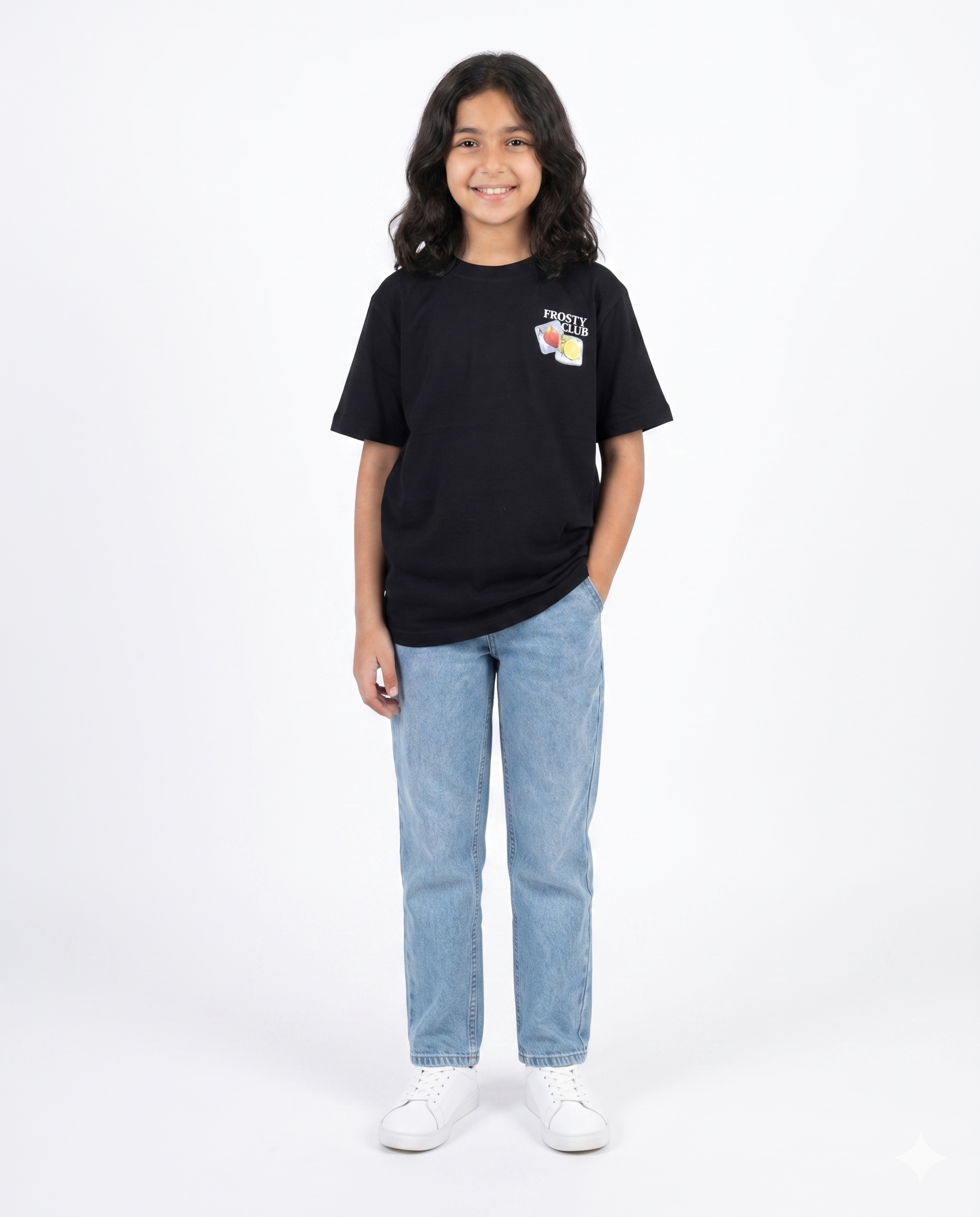 Girls Printed Frosty Half Sleeves T-shirt