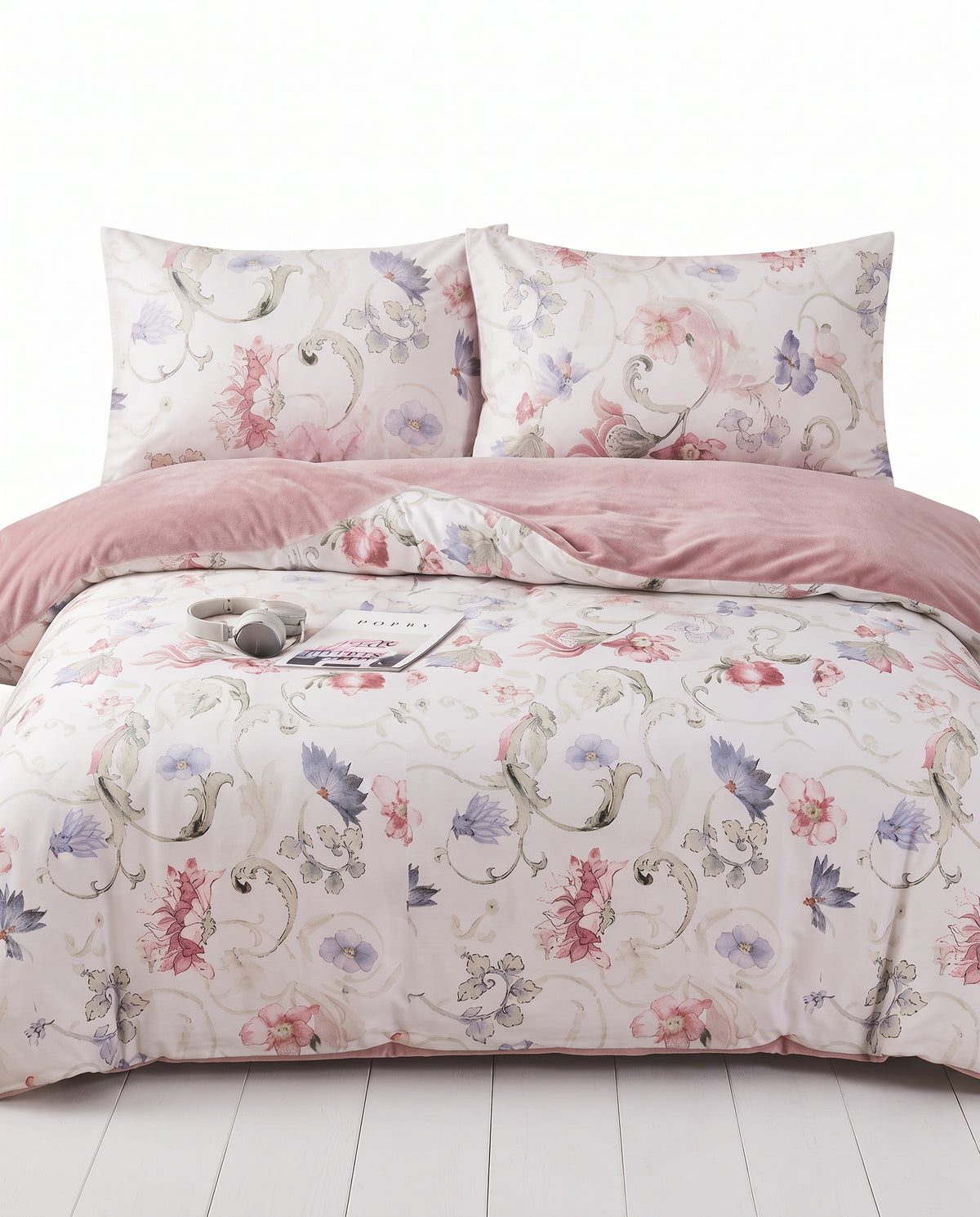 Double-Sided Velvet & Floral Print Bedding Collection