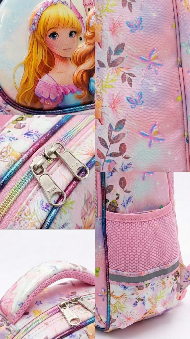 Girls Princess 3-Piece School Backpack Set
