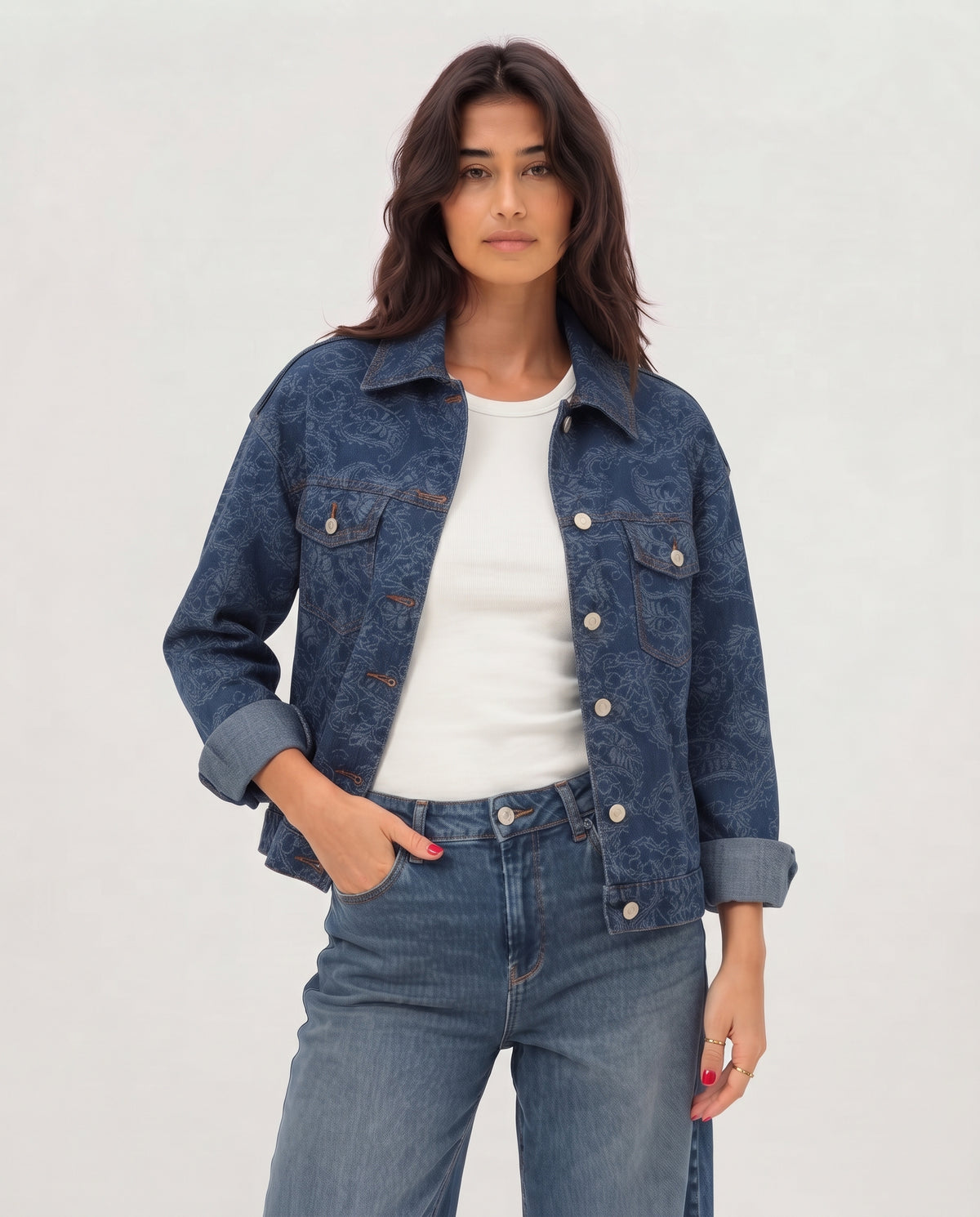 Women Printed Jeans Jacket