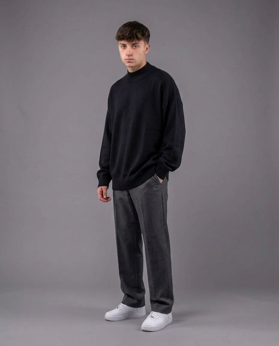 Men Plain Half Neck Pullover