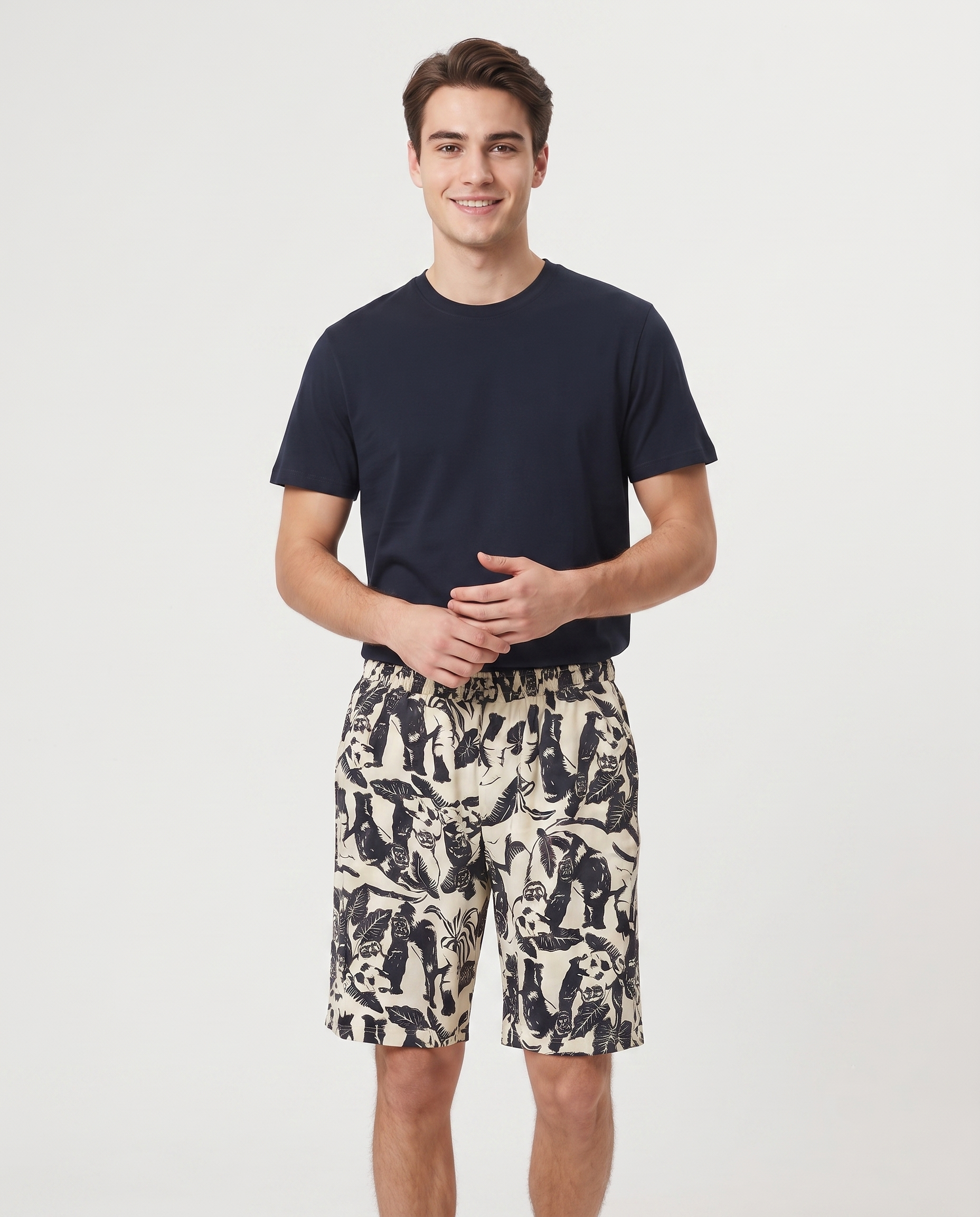 Men Printed Half Sleeves Top W/Short Pyjama