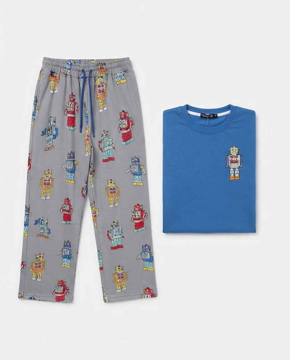 Men Printed Sleevles Pyjama W/Printed Pant