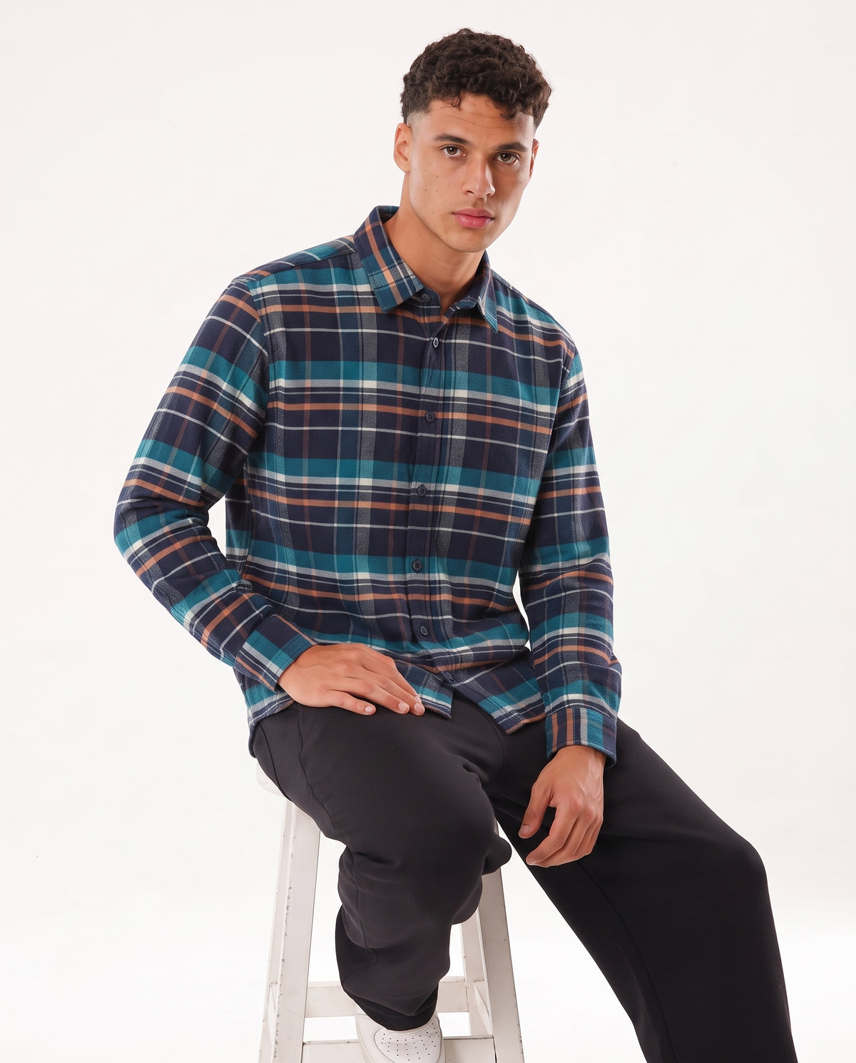 Men Plaid Long Sleeves Casual Shirt