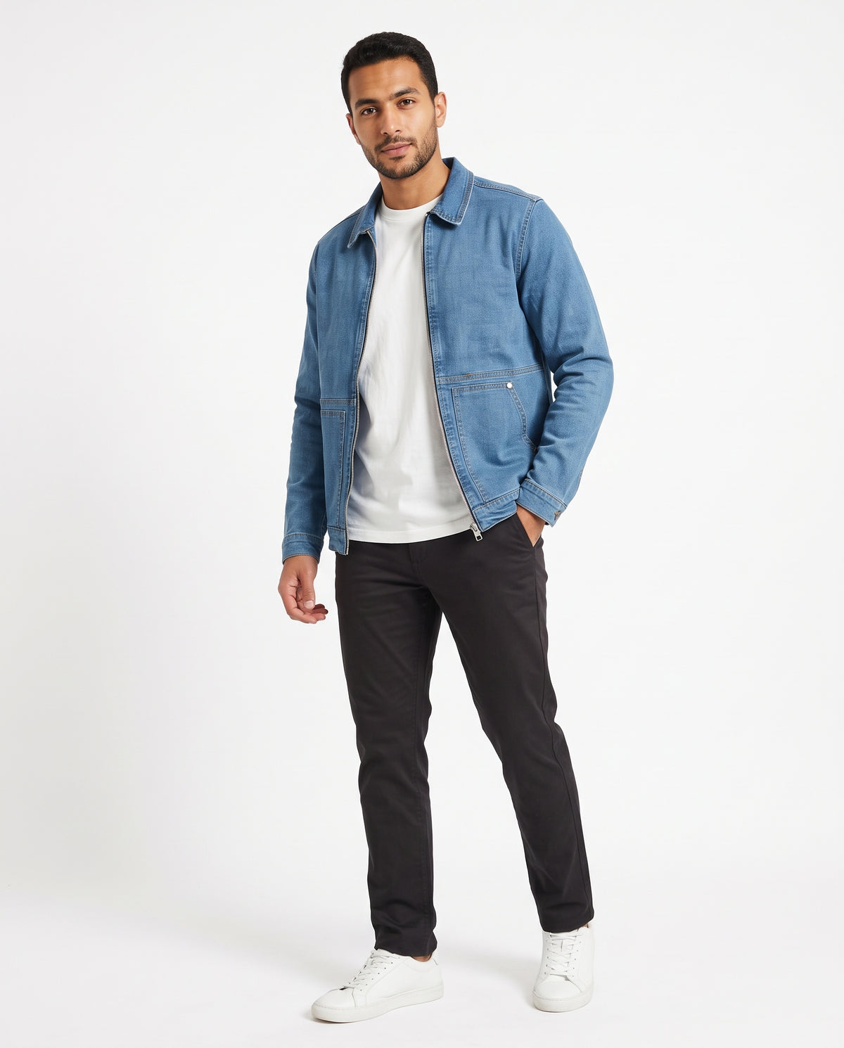 Men Jeans Jacket W/2Pocket&Zipper
