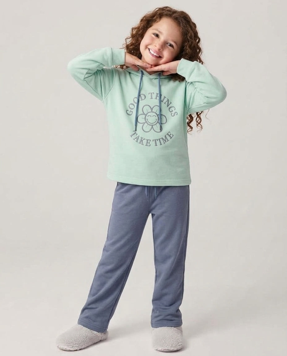 GIRLS PRINTED GOOD THINGS TOP W/PLAIN PANT PYJAMA
