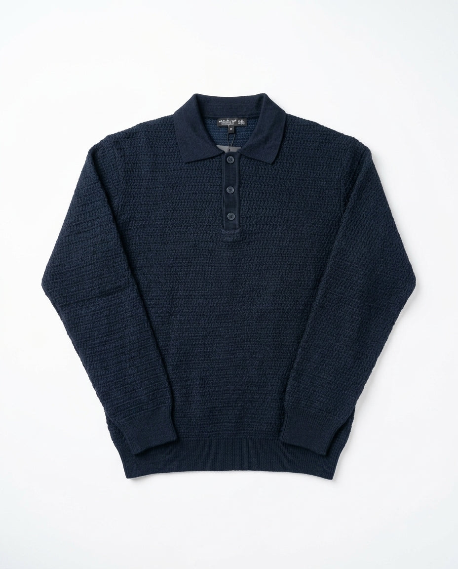 Men Jaqured Pullover W/Buttons