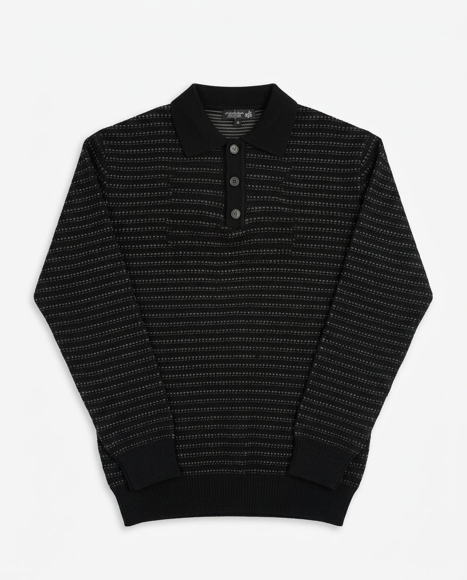 Men Jaqured Pullover W/Buttons