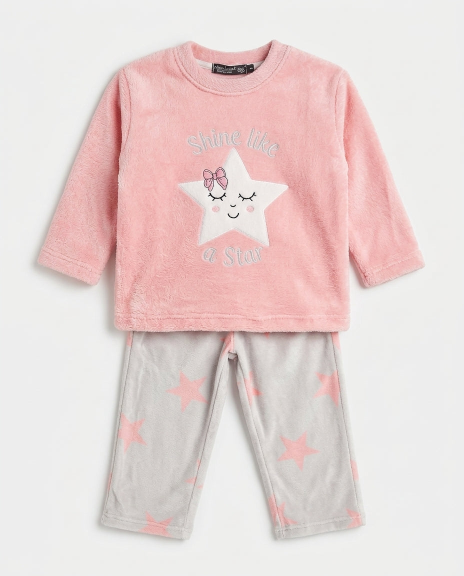 Girls Printed Stars Long Sleeves Pyjama