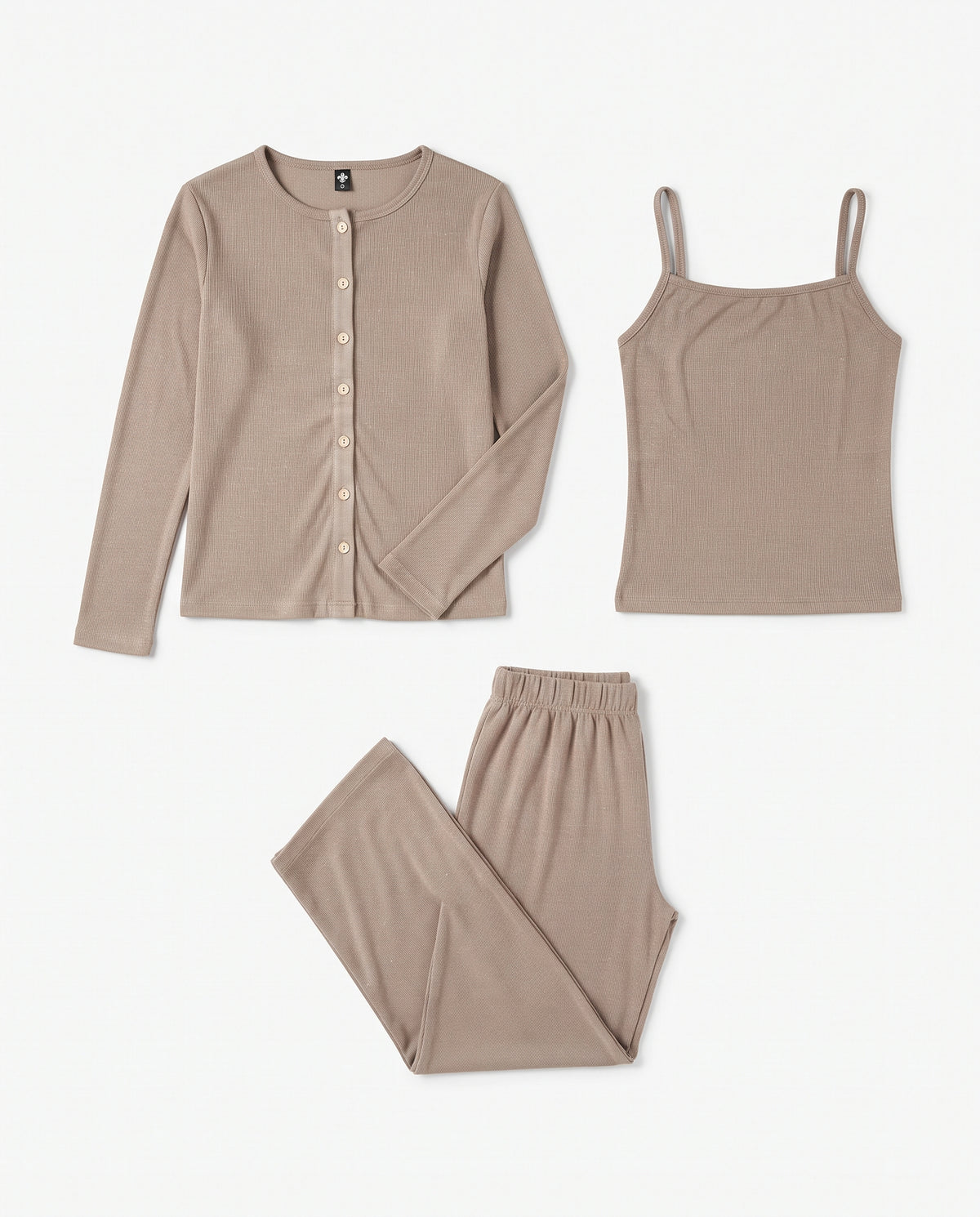 Women Plain Long Sleevels Pyjama 3Pics