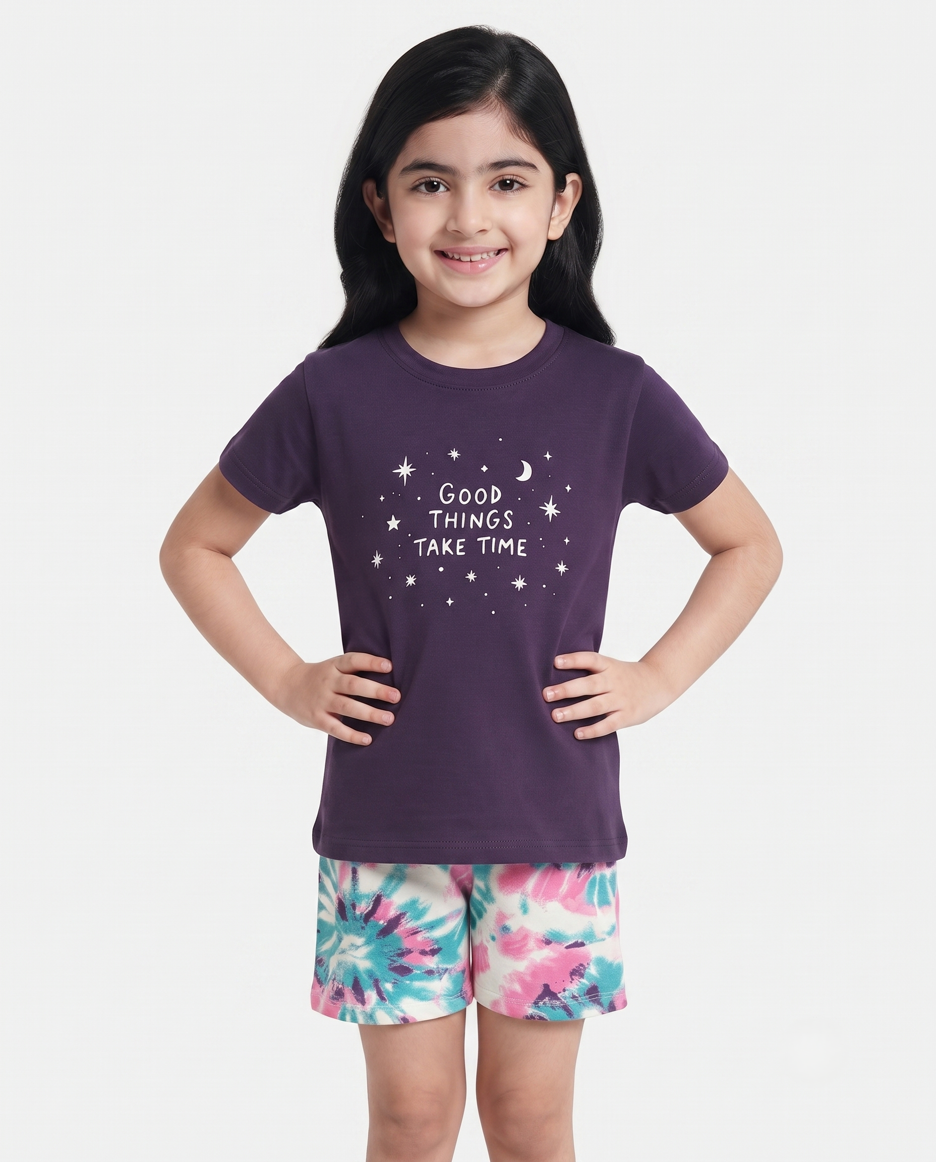 Girls Printed Half Sleeves Pyjama W/Short