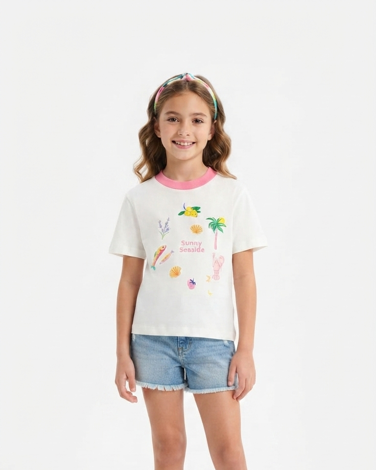 Girls Printed Half Sleeves T-Shirt