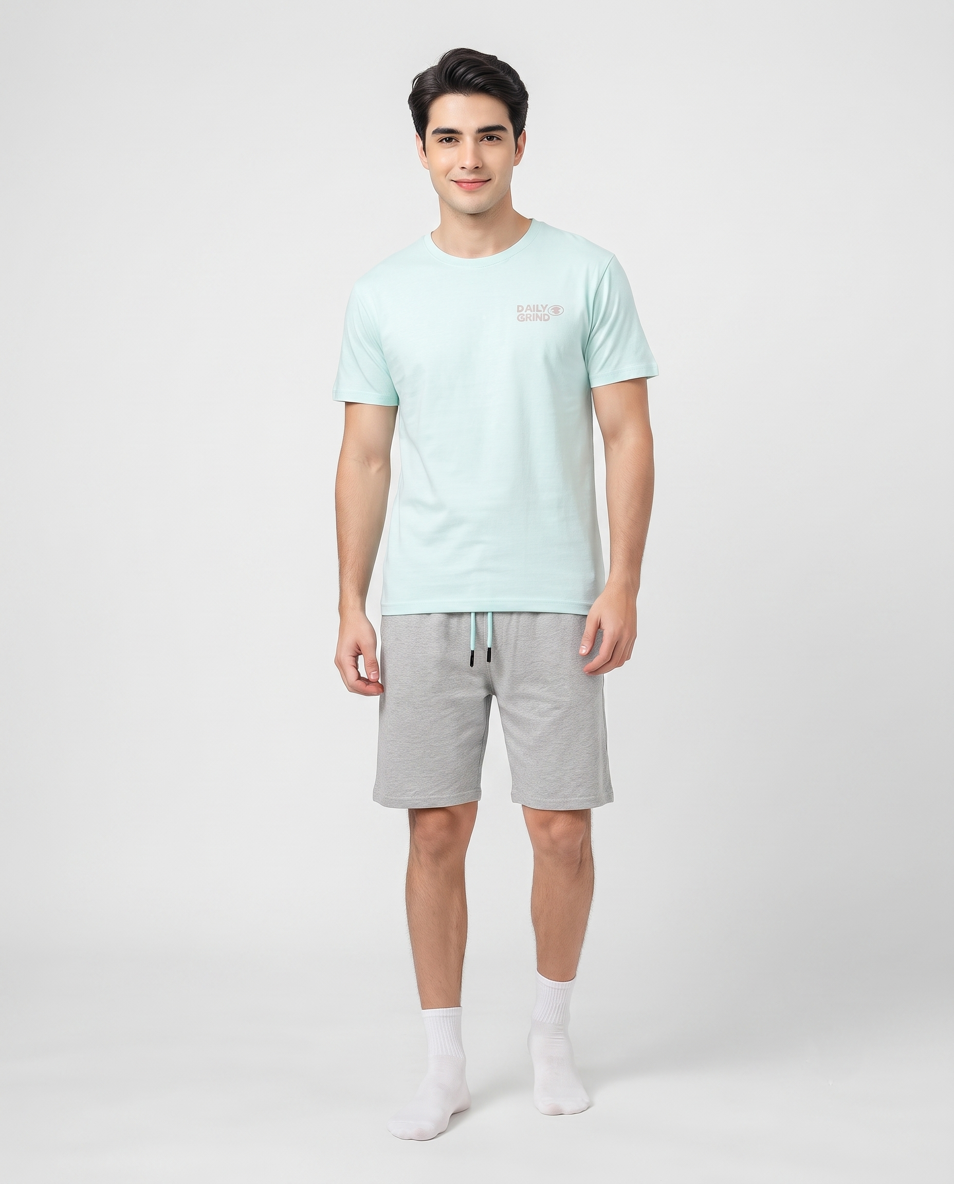 Men Printed Half Sleeves Top & Plain Short Pyjama