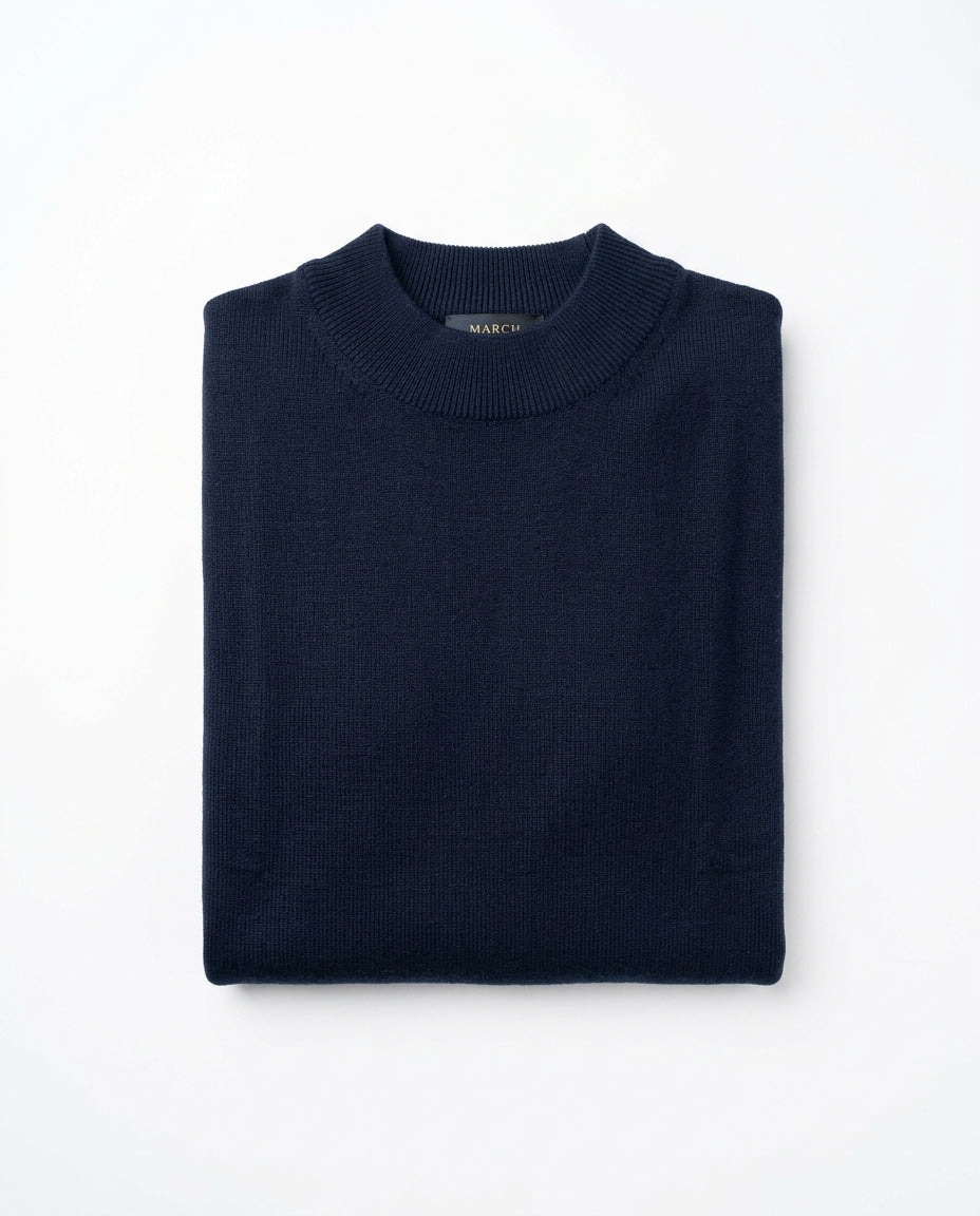 Men Plain Half Neck Pullover