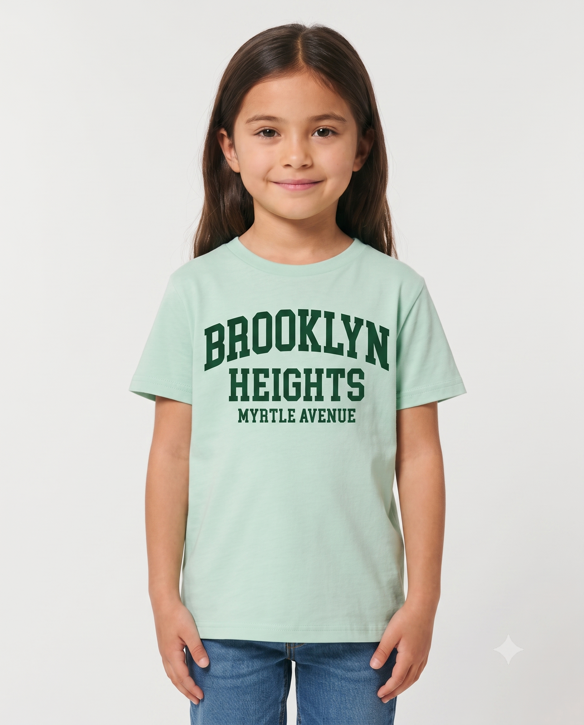 تي شيرت بناتي نص كم مطبوع Brooklyn