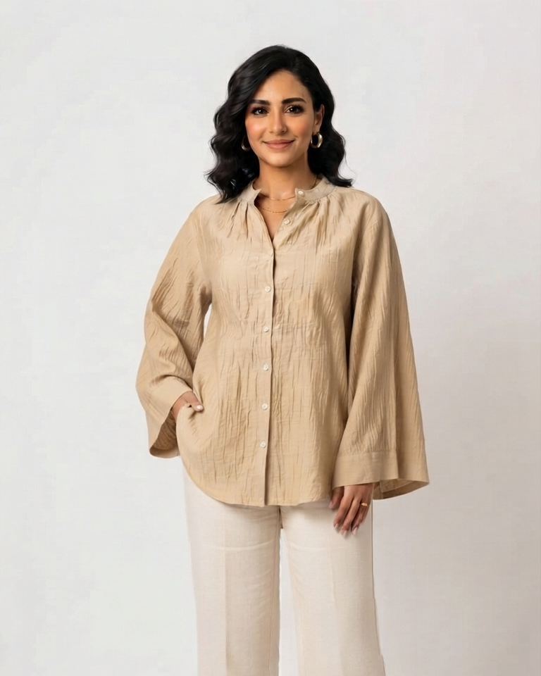 Women Crinkled Satin Blouse