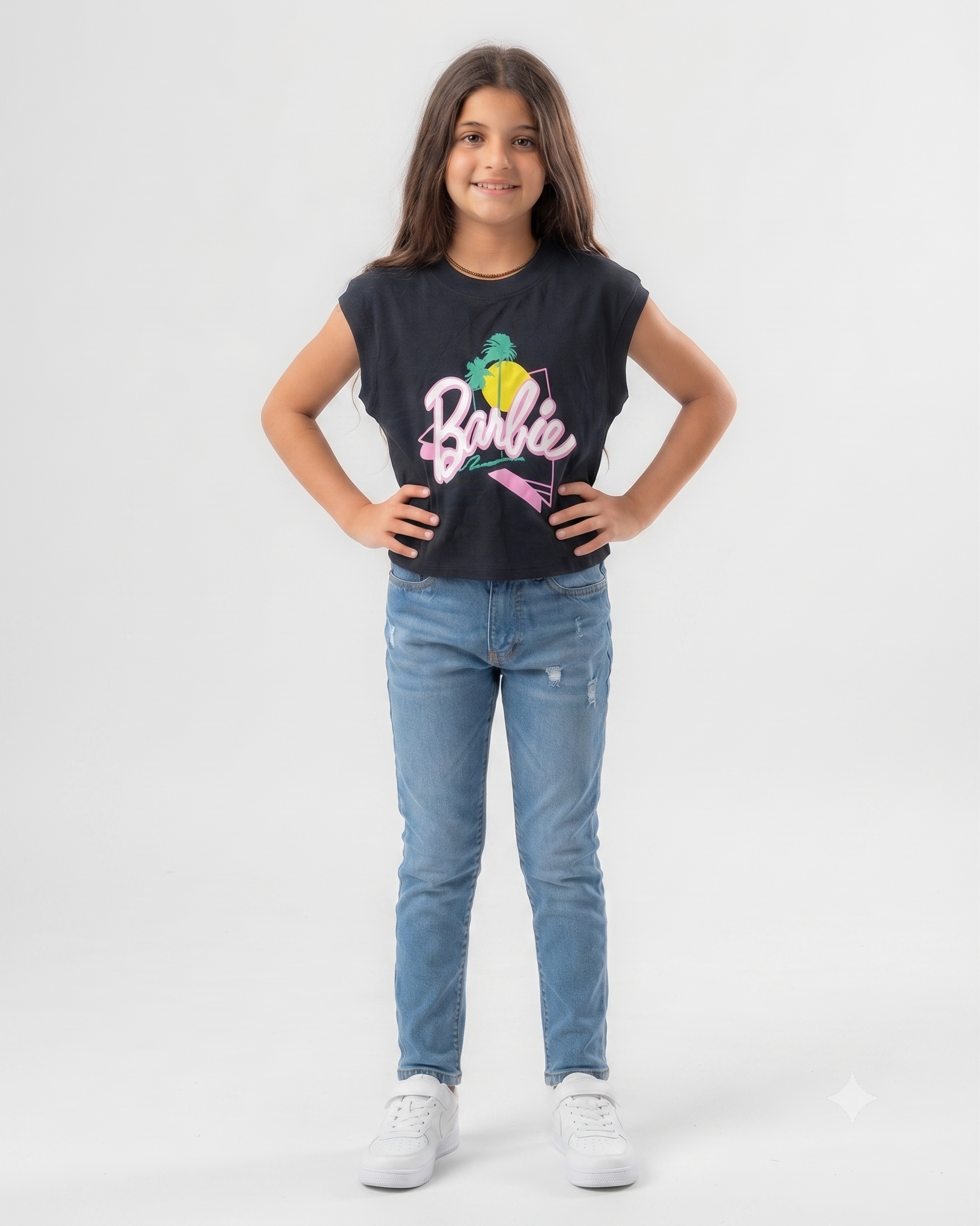 Girls Printed Barbie Cut T-Shirt