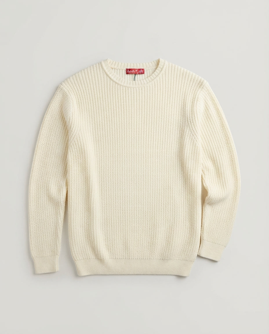Men Ajour Pullover Round Neck