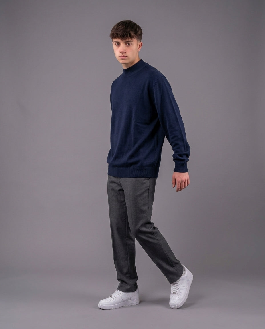 Men Plain Half Neck Pullover