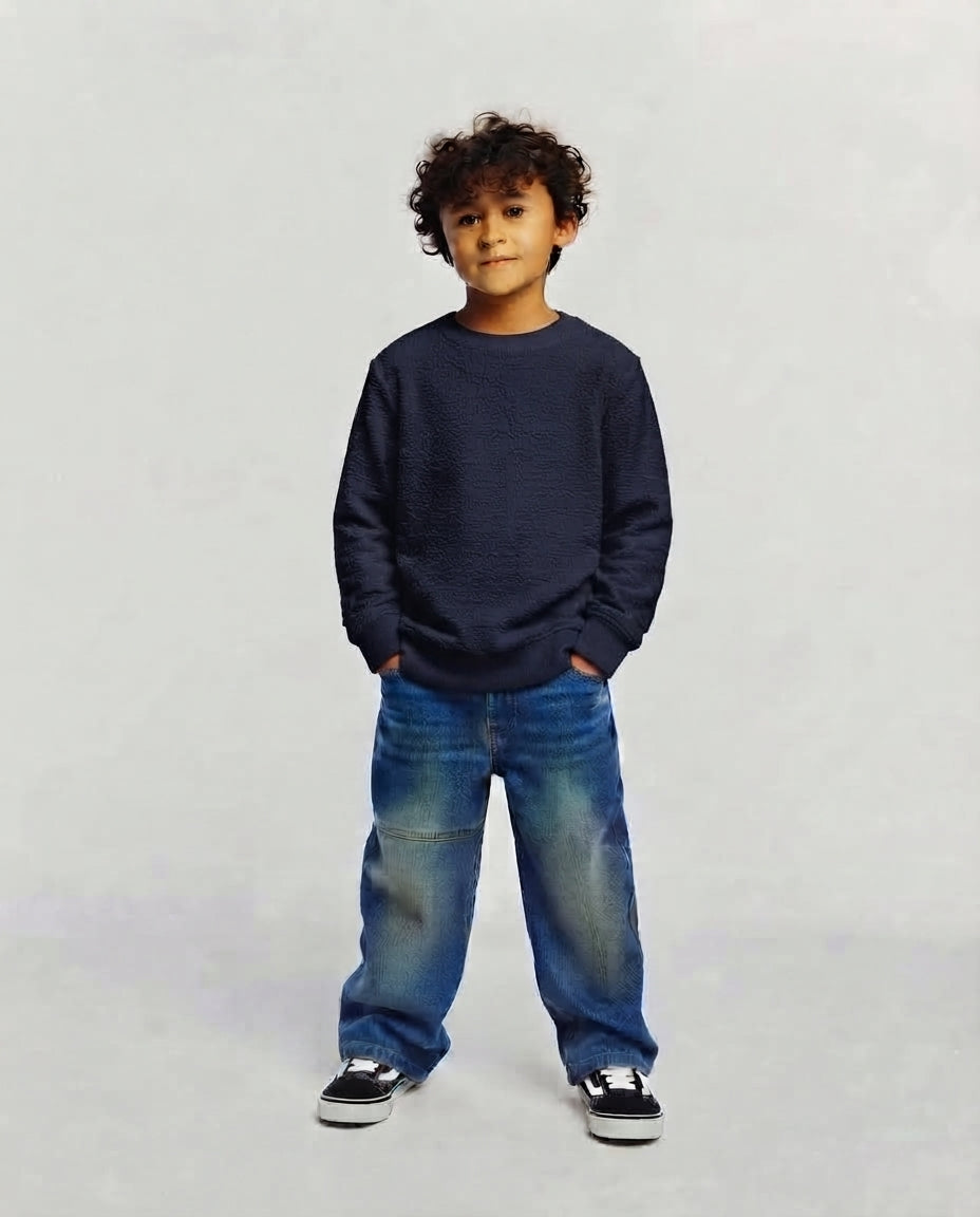 Boys Plain Sweatshirt Round Neck