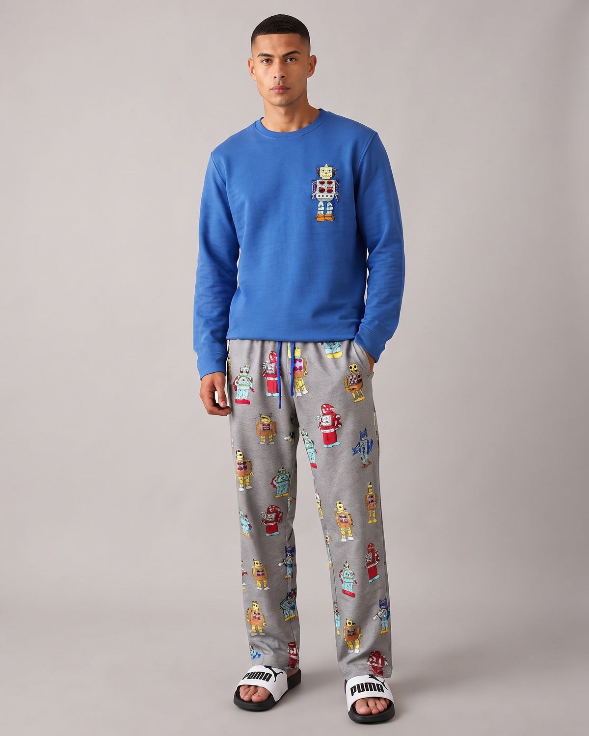 Men Printed Sleevles Pyjama W/Printed Pant