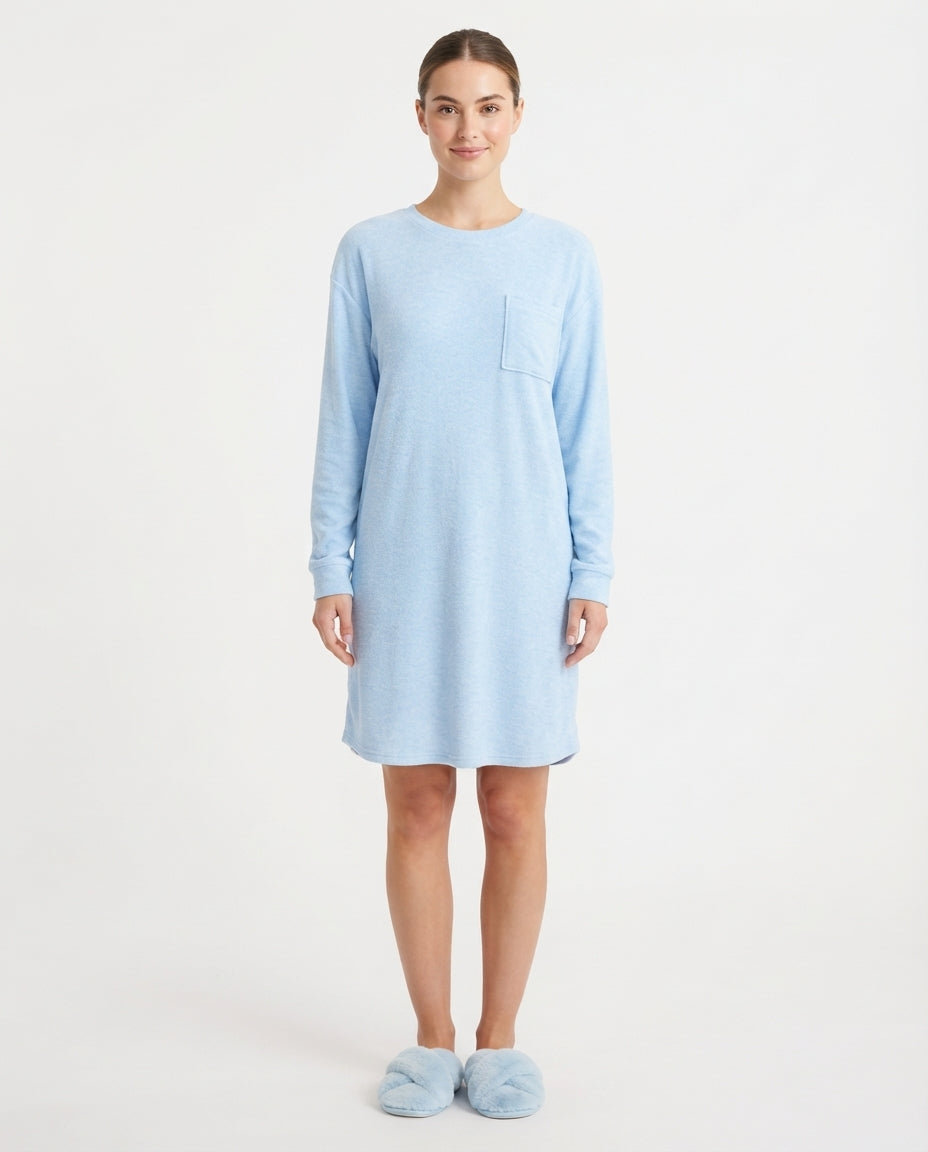 Women Plain Long Sleeves nightshirt