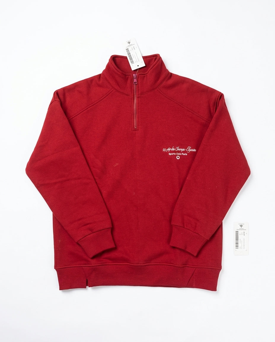 Girls Printed Sweatshirt with Half Zipper