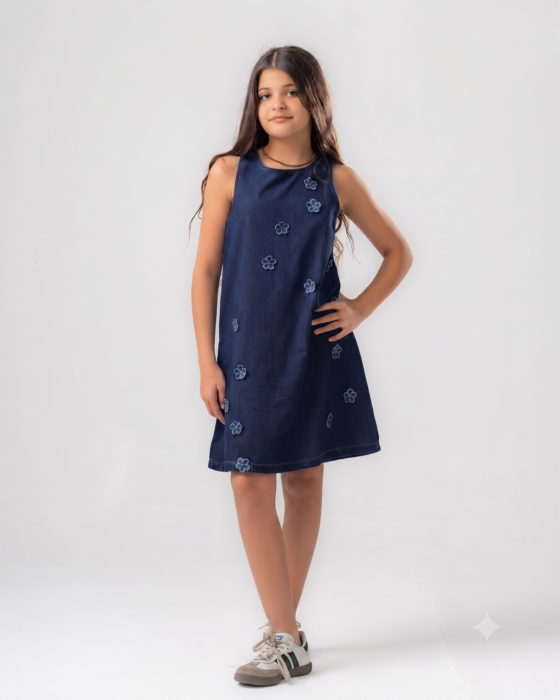 Flowers Denim Dress