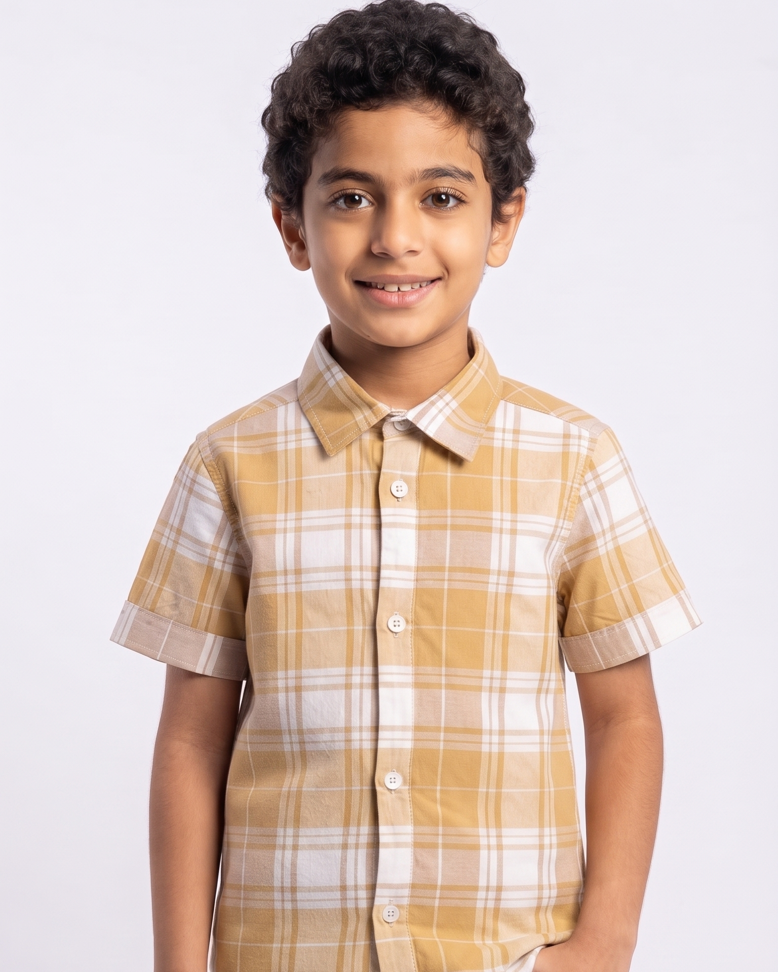 Boys Casual Half Sleeves Plaid Shirt