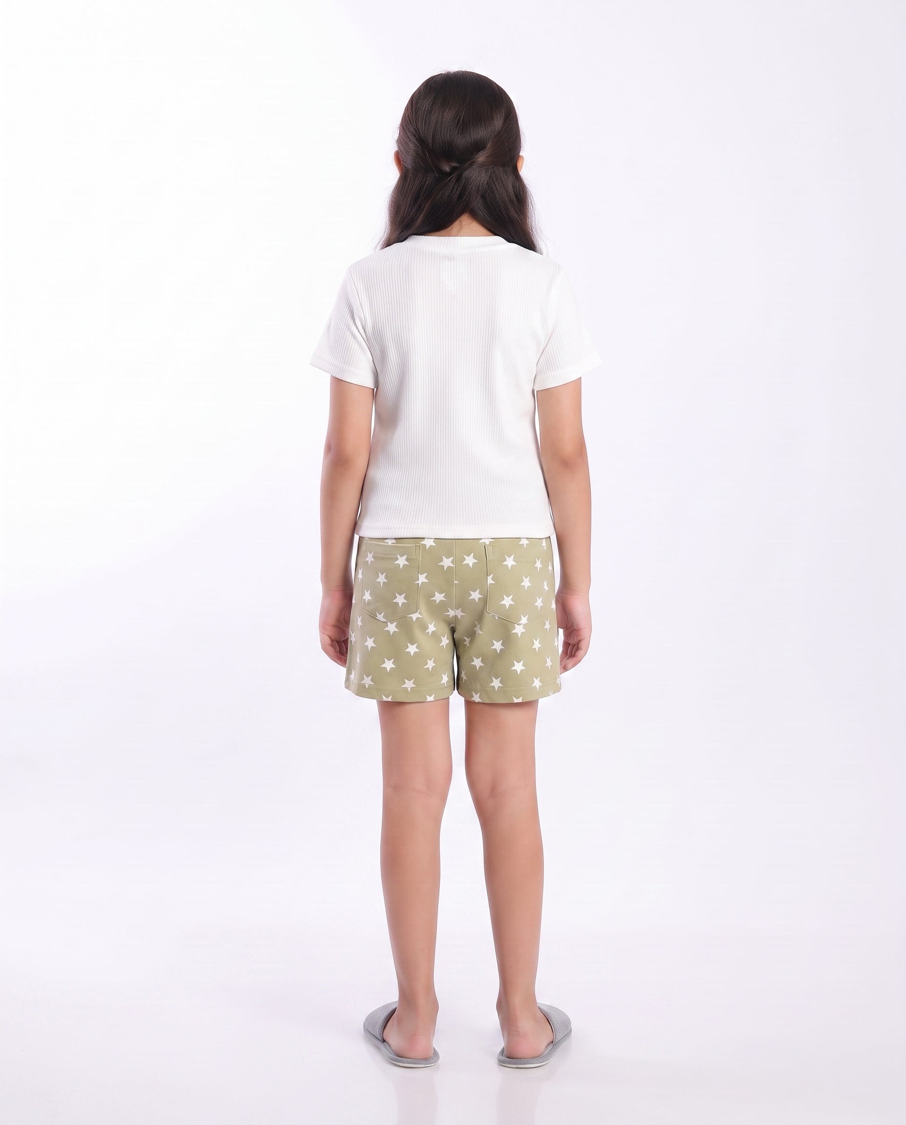 Girls Half Sleeves Top W/Short Printed PJ