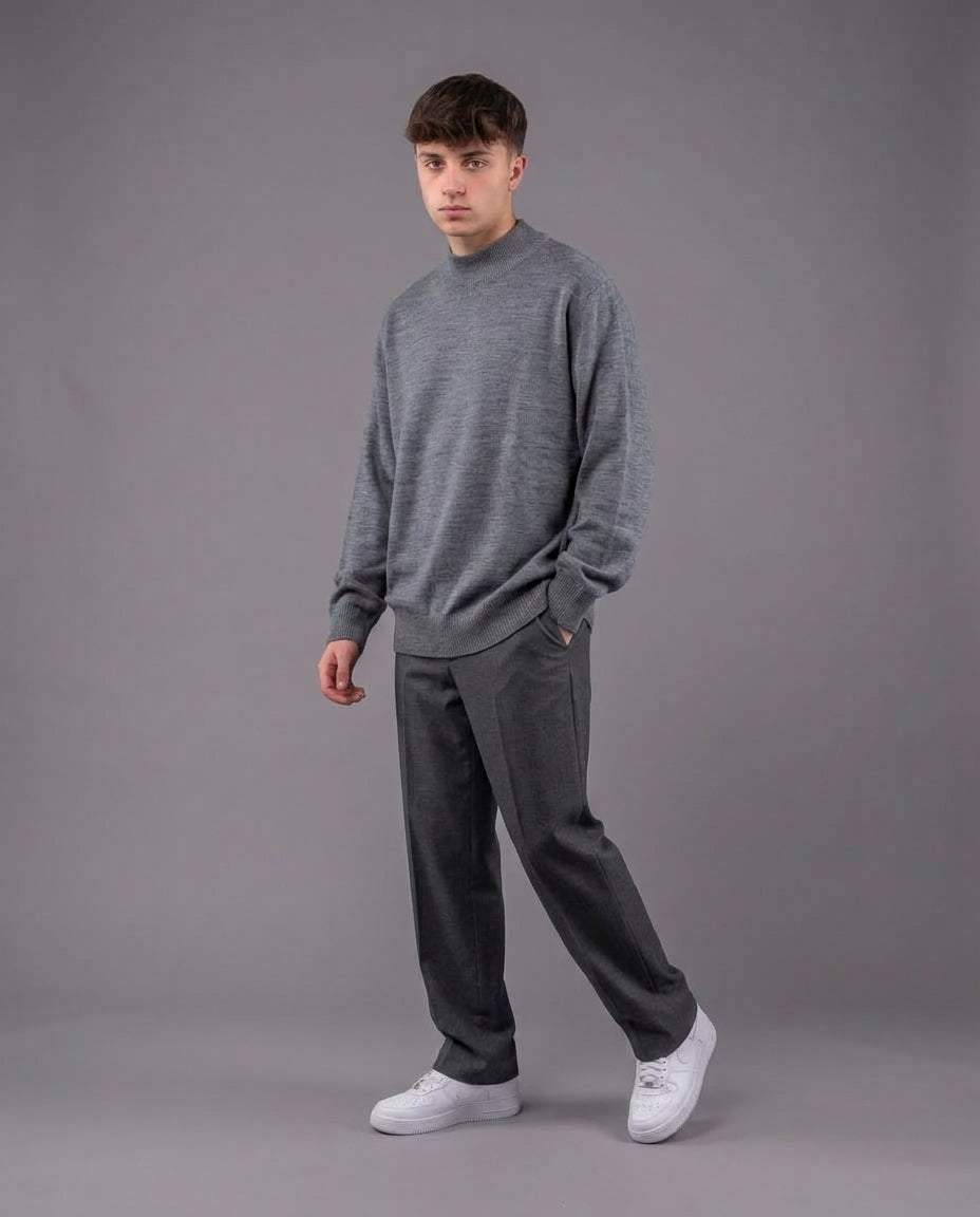 Men Plain Half Neck Pullover
