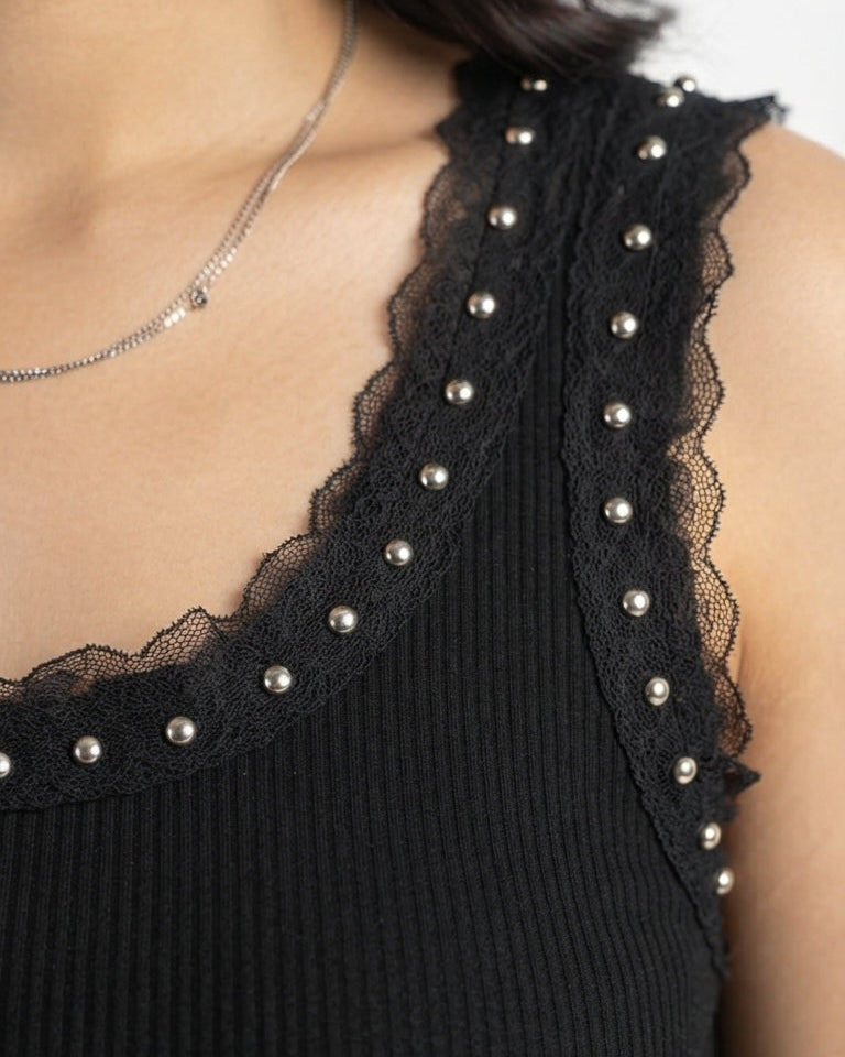 Women’s Ribbed Beaded Tank Top