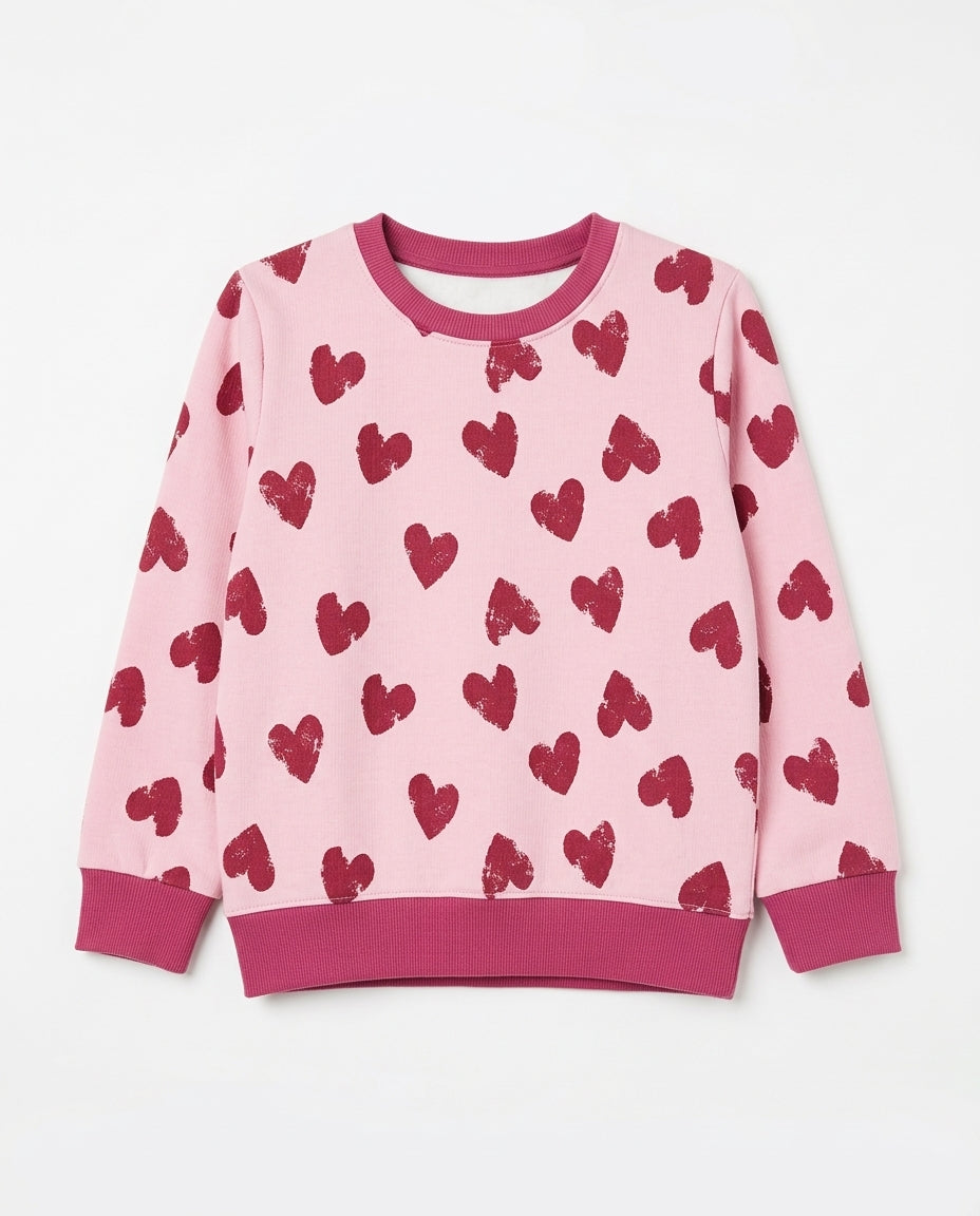 Girls Printed Round Neck Sweatshirt