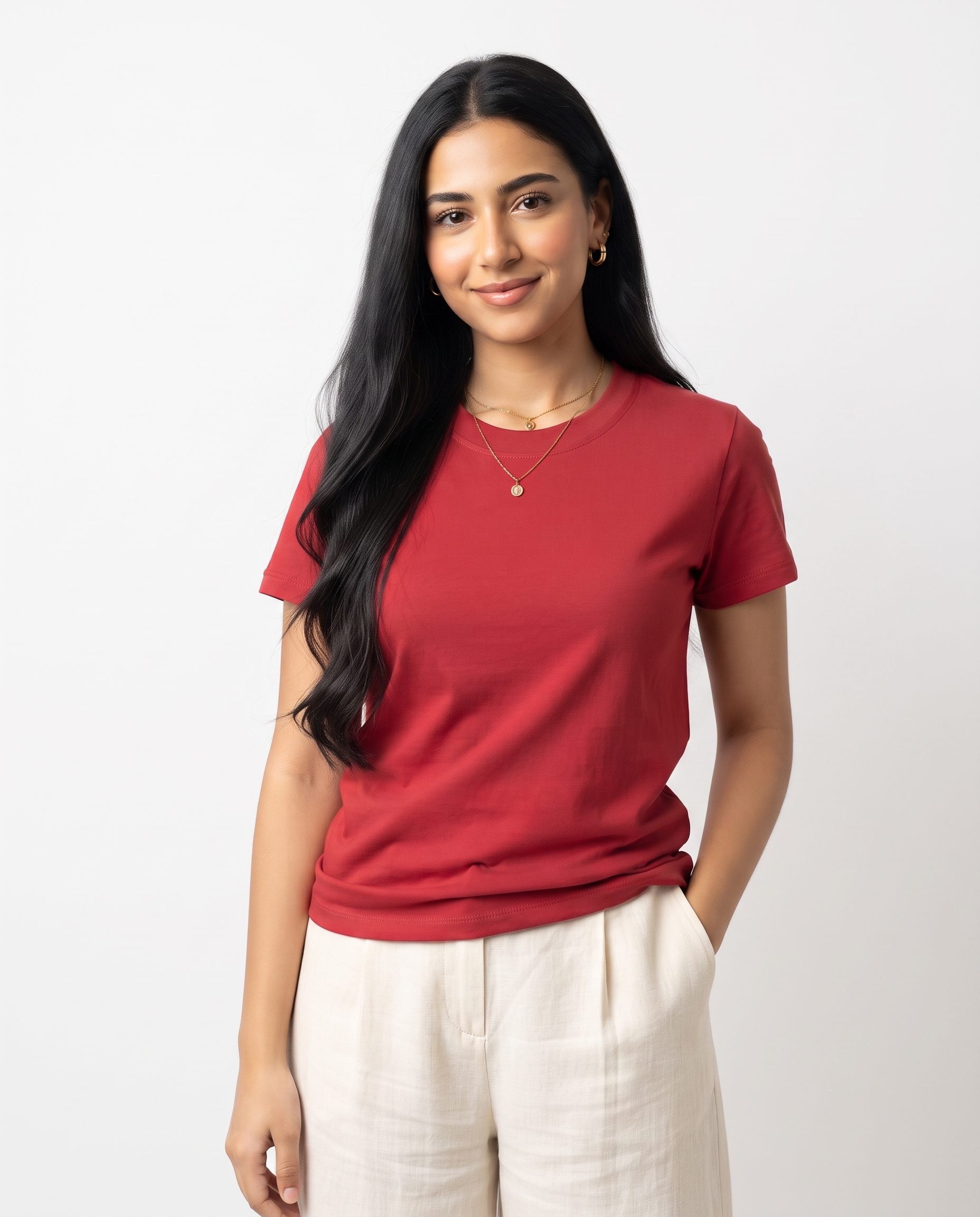 Women Plain Half Sleeves T-shirt