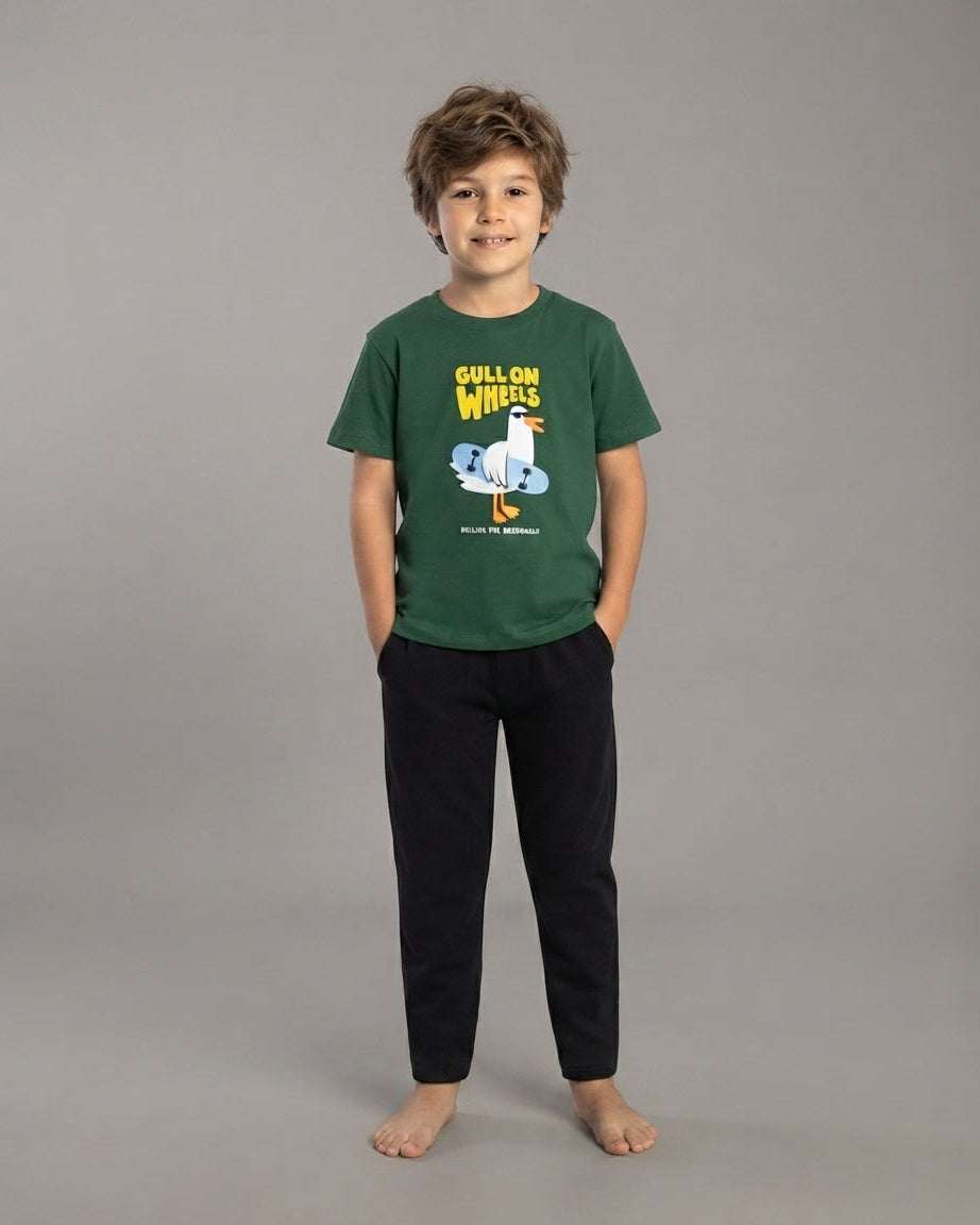 Boys Printed Half Sleeves Pyjama W/Pant