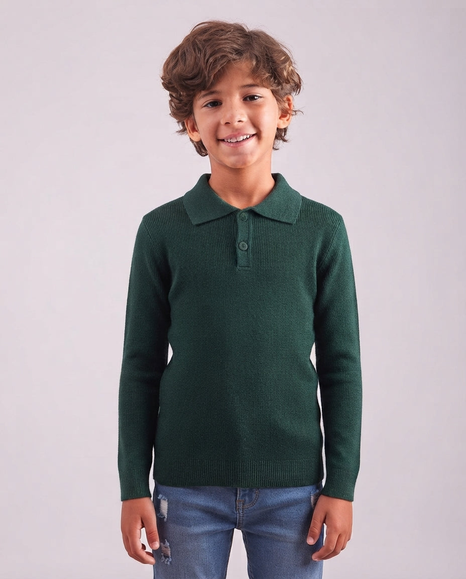 Boys Plain Buttons Pullover 17