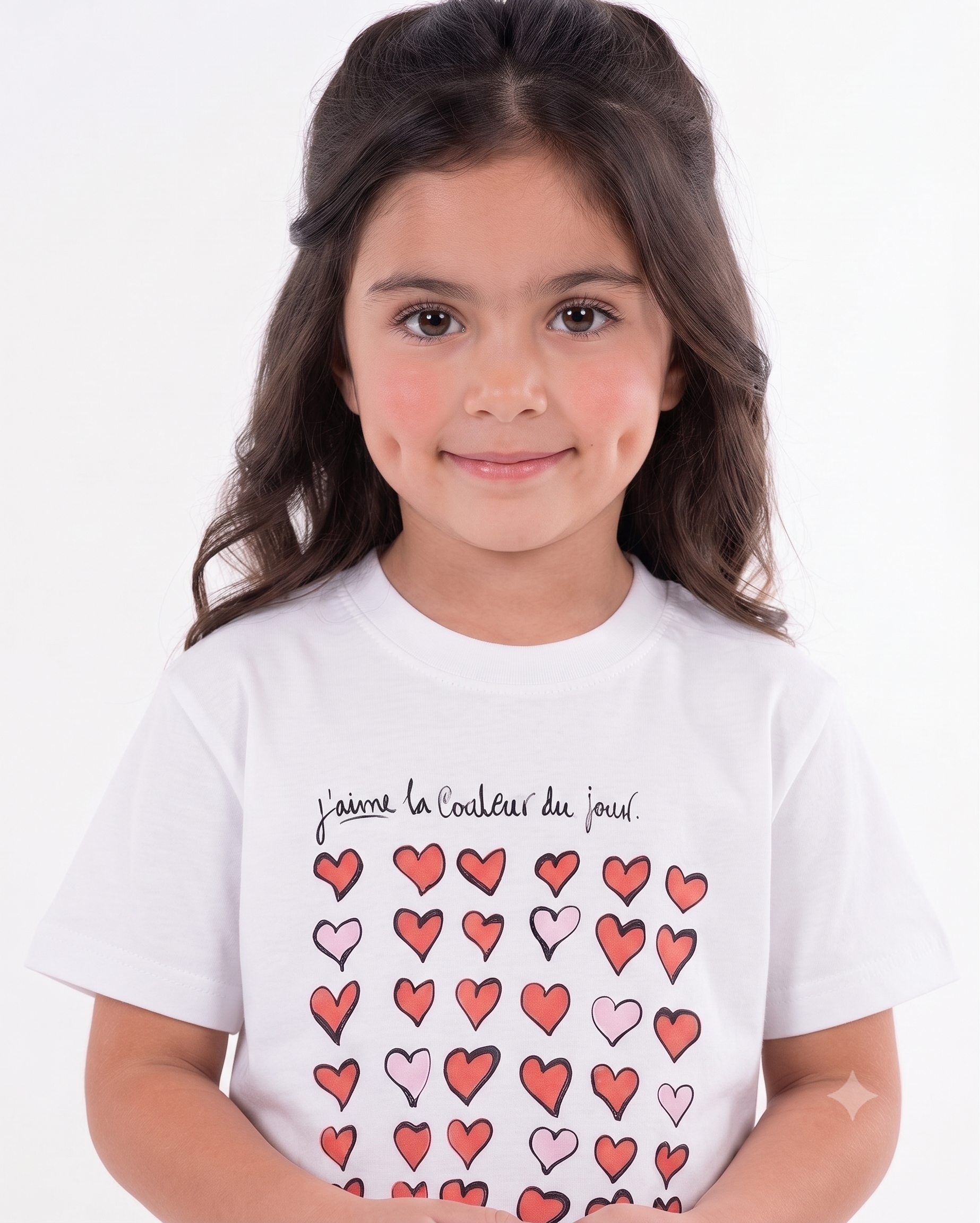 Girls Printed Hearts Half Sleeves T-Shirt