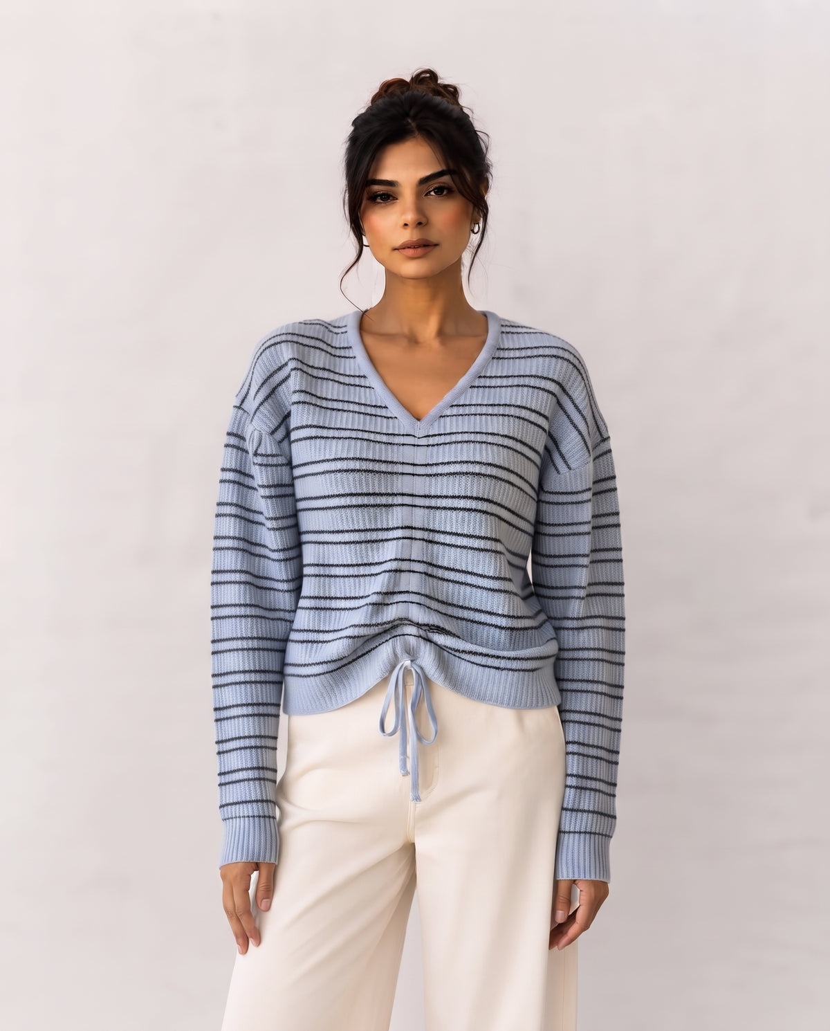 Women Stripped Pullover Round Neck