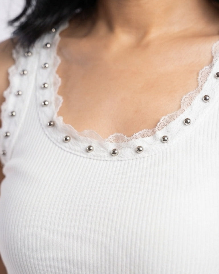 Women’s Ribbed Beaded Tank Top
