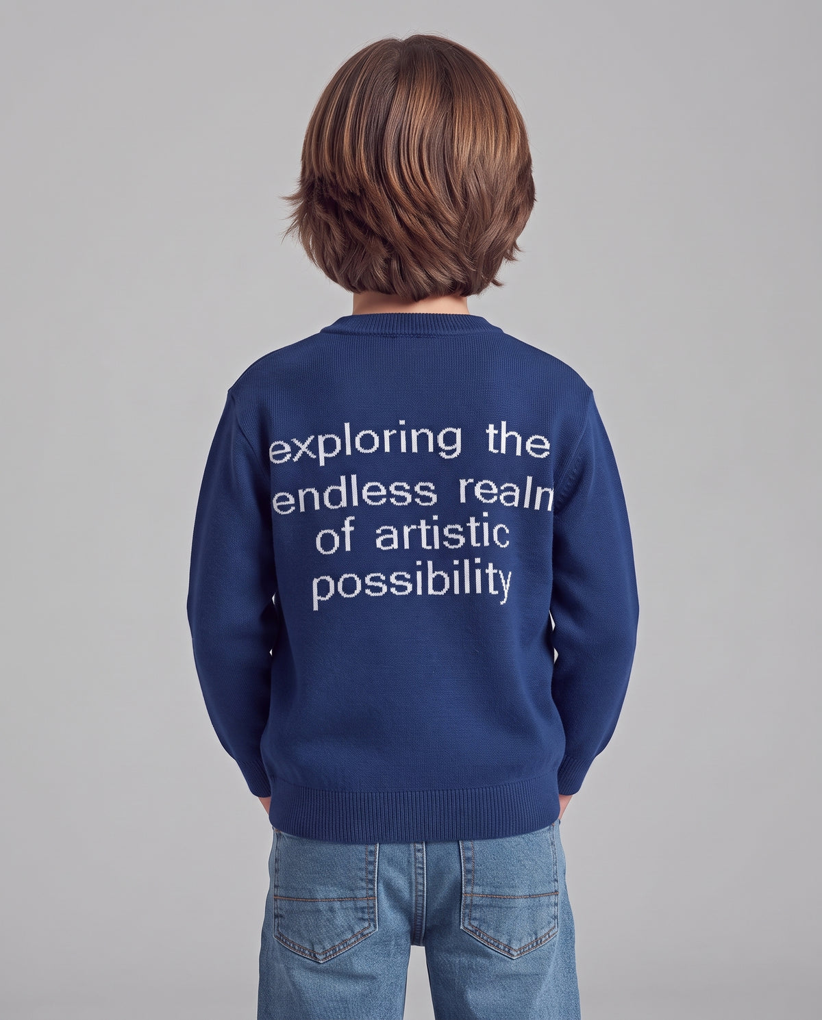Boys Jaqured Acrvan Round neck Pullover